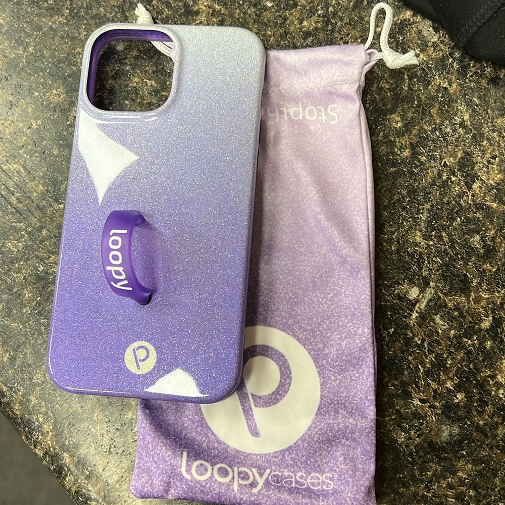 iPhone 13 Pro Max loopy case glitter purple